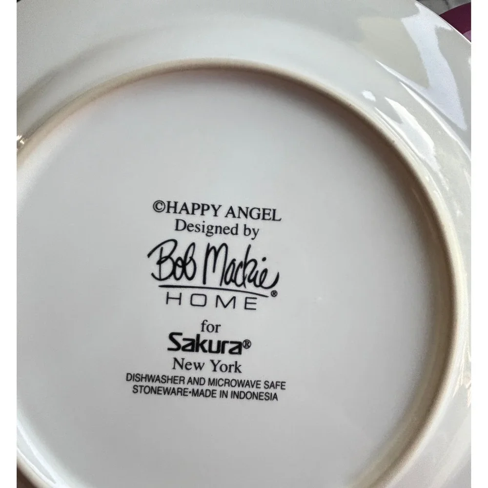 Bob Mackie Home‎ Sakura Happy Angel Stoneware Salad Plates 4 Pc Multicolor 8in